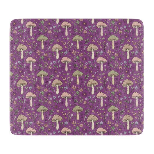 Witchy Plum Purple Fungi Gothic Kitchen Decor Gift Snijplank (Voorkant)