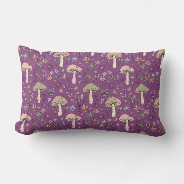 Witchy Plum Purple Fungi Seamless Pattern Gift Kussen (Voorkant)