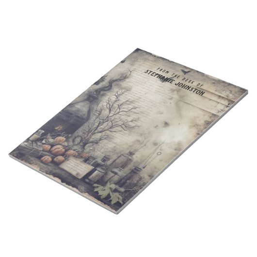 Witchy Potion Donkere Academia Esthetische Pompoen Notitieblok (Schuin)