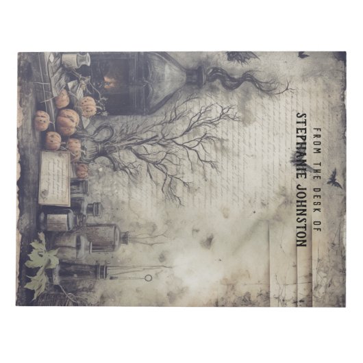 Witchy Potion Donkere Academia Esthetische Pompoen Notitieblok (Voorkant)