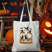 Witchy Retro Ghost Cats Gepersonaliseerde Hallowee Tote Bag