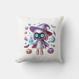 Witchy Robot Halloween Kawaii Sci-Fi Home Decor Kussen