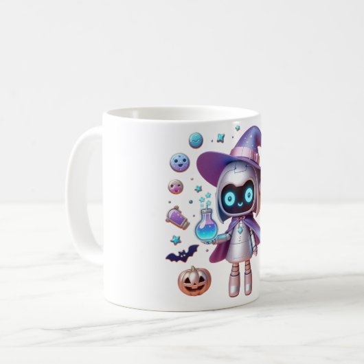 Witchy Robot Magic Mok - Schattigee Halloween Sci- (Voorkant links)