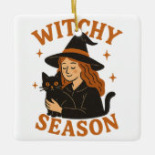 witchy-seizoen keramisch ornament (Voorkant)
