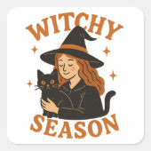 witchy-seizoen vierkante sticker (Voorkant)