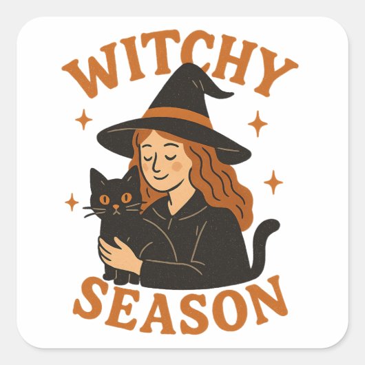 witchy-seizoen vierkante sticker (Voorkant)