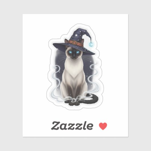 Witchy Siamese – Halloween Slanke Kat Sticker (Vel)
