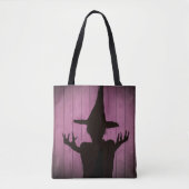 Witchy Silhouette Zwart en Paarse Tote Bag (Voorkant)