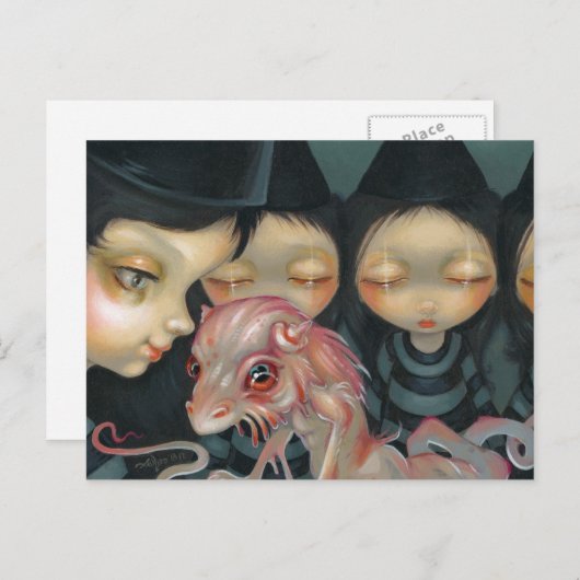 "Witchy Sisters: Het Briefkaart Pet" (Voorkant / Achterkant)