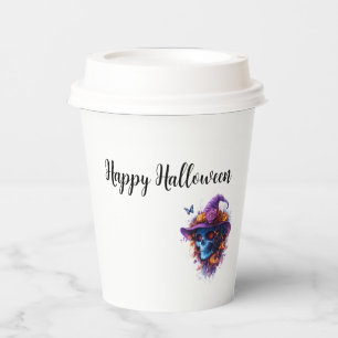 Witchy Skull "Happy Halloween" Reismok Papieren Bekers