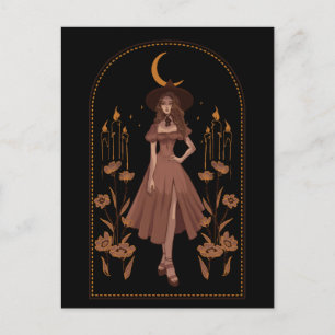 Witchy Spell Black Briefkaart