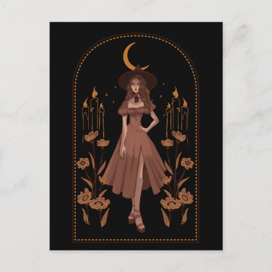 Witchy Spell Black Briefkaart (Voorkant)