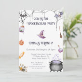 Witchy Spooktacular Halloween Verjaardag uitnodigi Kaart (Staand voorkant)