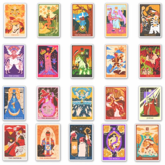 Witchy Tarot Kaart Magical, Fantasy Sticker (Voorkant)
