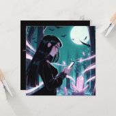 Witchy Theme Verjaardagsfeestje Uitnodigen Kaart (Voorkant / Achterkant in situ)