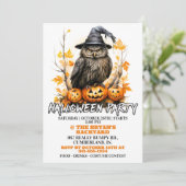 Witchy Uil Gelukkig Halloween Feest Uitnodigingen (Staand voorkant)