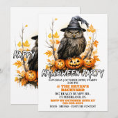 Witchy Uil Gelukkig Halloween Feest Uitnodigingen (Voorkant / Achterkant)