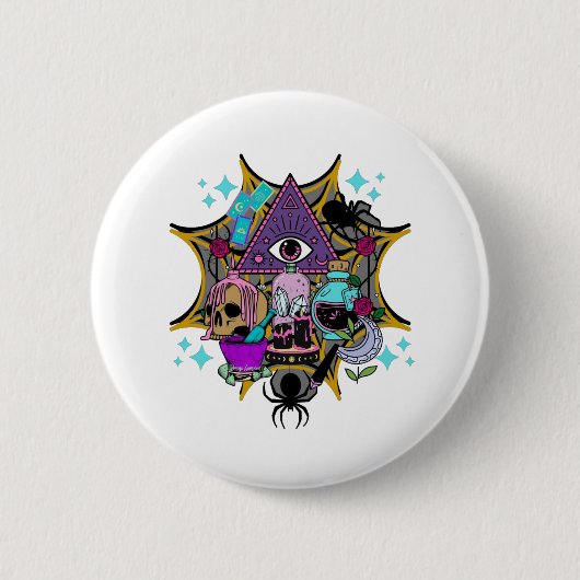 Witchy Vibes and Spiders Ronde Button 5,7 Cm (Voorkant)