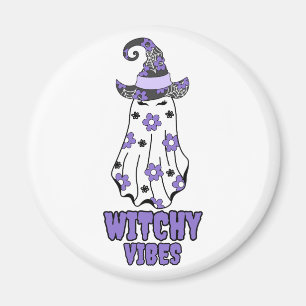 "Witchy Vibes" Halloween Witch Ghost Paarse Magneet