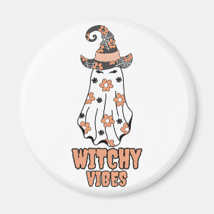 Witchy Vibes - Halloween Witch Ghost Sinaasappel Magneet