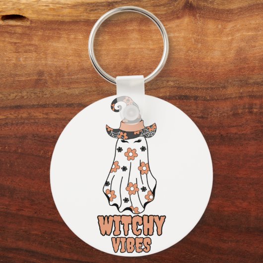 Witchy Vibes - Halloween Witch Ghost Sinaasappel Sleutelhanger (Achterkant)
