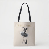 Witchy Vibes Light Edition – Gothic Witch & Cat Tote Bag (Voorkant)