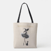 Witchy Vibes Light Edition – Gothic Witch & Cat Tote Bag (Achterkant)