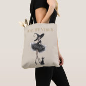 Witchy Vibes Light Edition – Gothic Witch & Cat Tote Bag (Dichtbij)