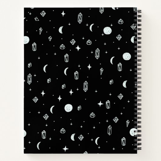 Witchy Vibes Moon + Crystals Patroon Notitieboek (Achterkant)