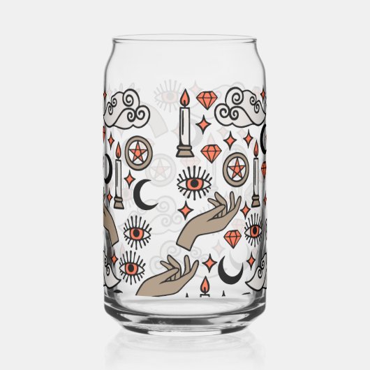 Witchy Vibes Pattern Blikvorm Glas (Achterkant)