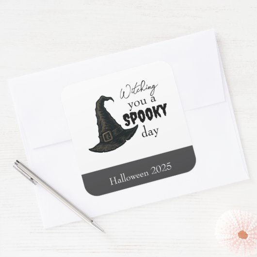 Witchy Vibes - Spooky & Stijlvol | Vierkante Sticker (Envelop)