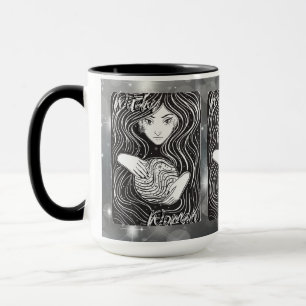 Witchy Vrouw Artistiek Zwart-wit Mok