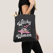 Witchy Vrouw Grappig Roze Heks Halloween Tote Bag (Dichtbij)