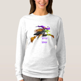 Witchy Vrouw Halloween T-shirt met lange mouwen