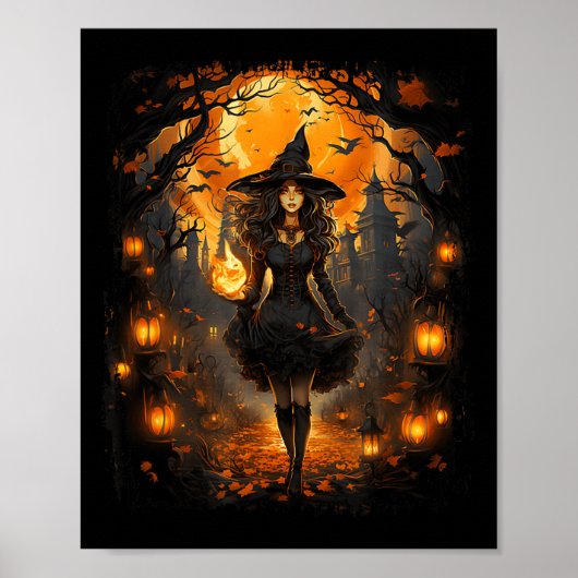 Witchy Vrouw Meisje Halloween Kostuum Witchcraft W Poster (Voorkant)
