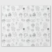 Witchy Vrouw Monster Line Art Wrapping Paper Cadeaupapier (Vlak)