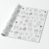 Witchy Vrouw Monster Line Art Wrapping Paper Cadeaupapier (Uitgerold)
