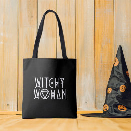 Witchy vrouw schattig zwart heks Halloween Tote Bag