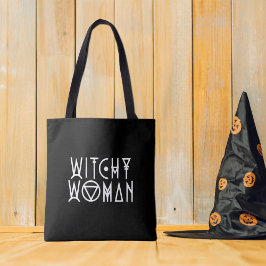 Witchy vrouw schattig zwart heks Halloween Tote Bag