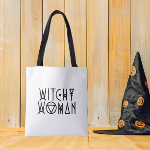 Witchy vrouw schattig zwart heks Halloween Tote Bag