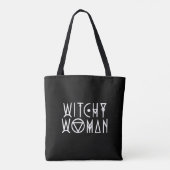 Witchy vrouw schattig zwart heks Halloween Tote Bag (Achterkant)