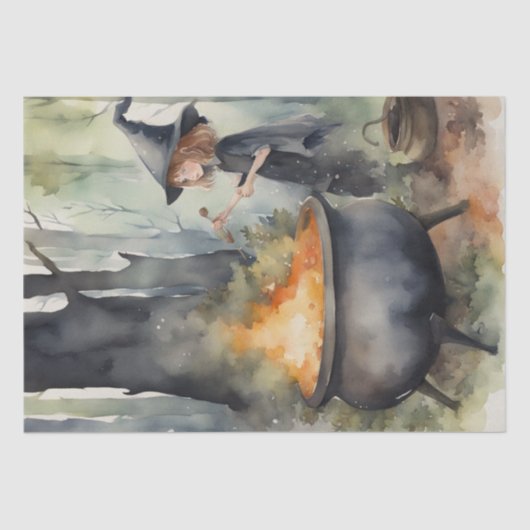 Witchy Waterverven in de Bossen Decoupage Tissuepapier (Voorkant)