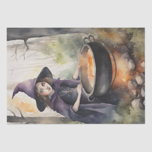 Witchy Waterverven in de Bossen Decoupage Tissuepapier (Voorkant)