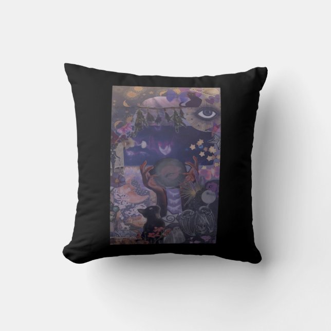 Witchy Whimsigoth esthetiek met katten Kussen (Voorkant)