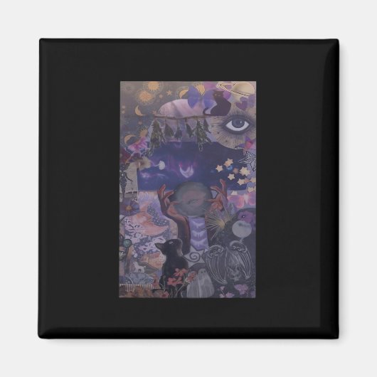 Witchy Whimsigoth esthetiek met katten Magneet (Voorkant)