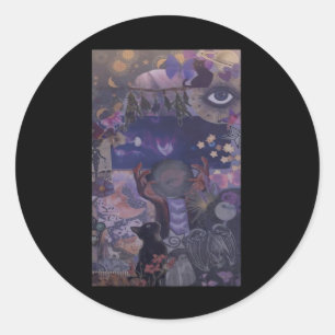 Witchy Whimsigoth esthetiek met katten Ronde Sticker