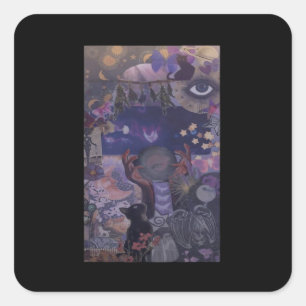 Witchy Whimsigoth esthetiek met katten Vierkante Sticker
