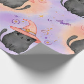 Witchy Whiskers – Pastel Halloween Cat Pattern Cadeaupapier (Hoek)