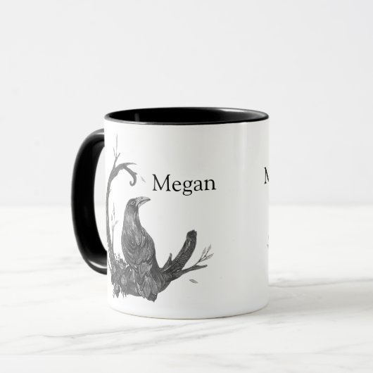 Witchy Wicca Pagan Crow Raven Mok (Voorkant links)