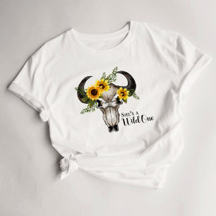 Witchy Wicca Pagan Flower Skull Horns T-Shirt